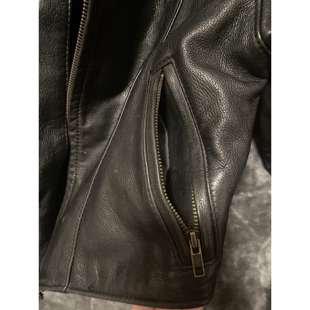 Hot Leathers Women's Vtg Black Leather Motorcycle Sport Zipper Jacket Sz M USA - Picture 7 of 16